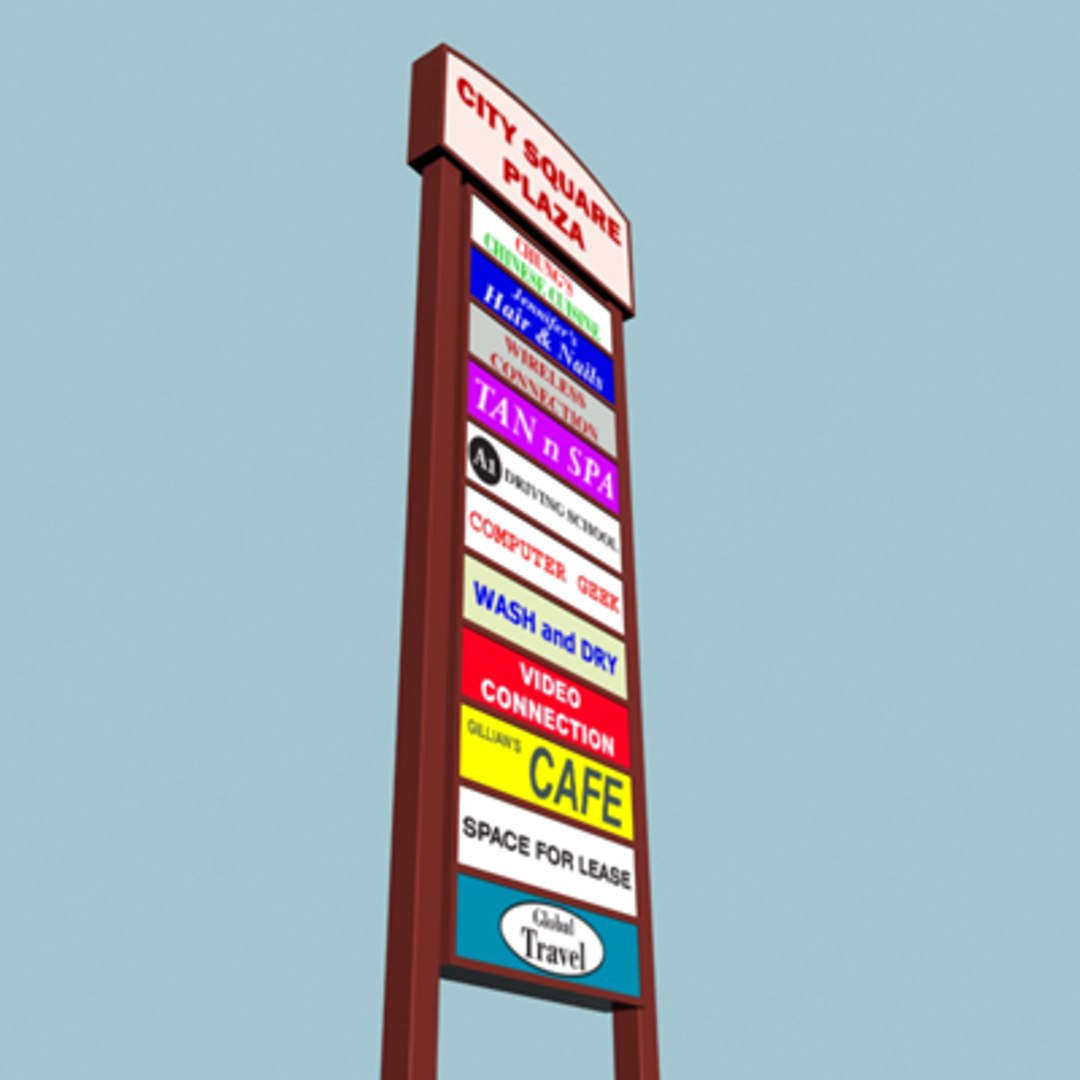 3d Model Of Plaza Illuminated Sign