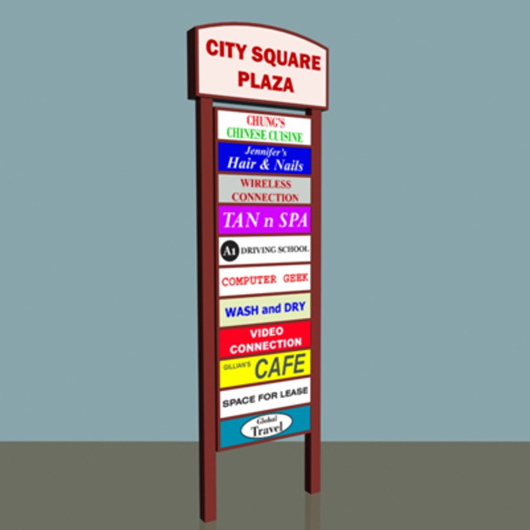 3d Model Of Plaza Illuminated Sign