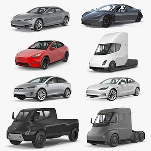 Tesla Cars Big 3D Models Collection 3
