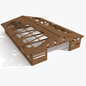 destroyed old warehouse 3D