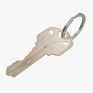 House Key With Keychain Ring 3D model