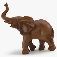 Wooden Elephant Figurine - 3D Scanned