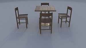 chairstablerestaurantsetwood 3D model