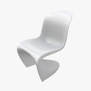 3D Modern Shiny White Curved Chair model
