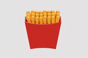 3D French Fries cartoon