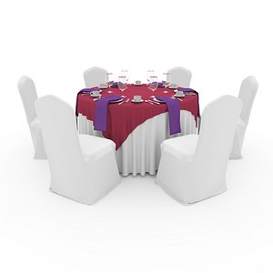 3D Banquet Table and Chair 23