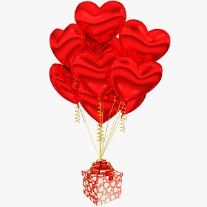 3D Gift with Balloons Collection V14 model