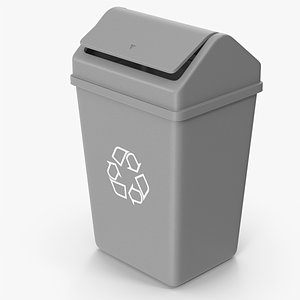 Grey Trash Can 3D model