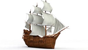 3D black sail ship model
