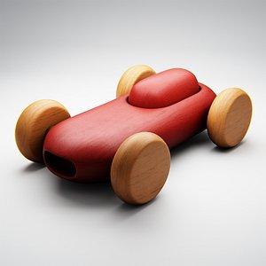 Minimal Wooden Toy Car 3D Model - Classic Smooth Design model