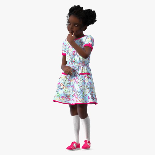 3D Everyday Style Black Girl Child Rigged for Maya