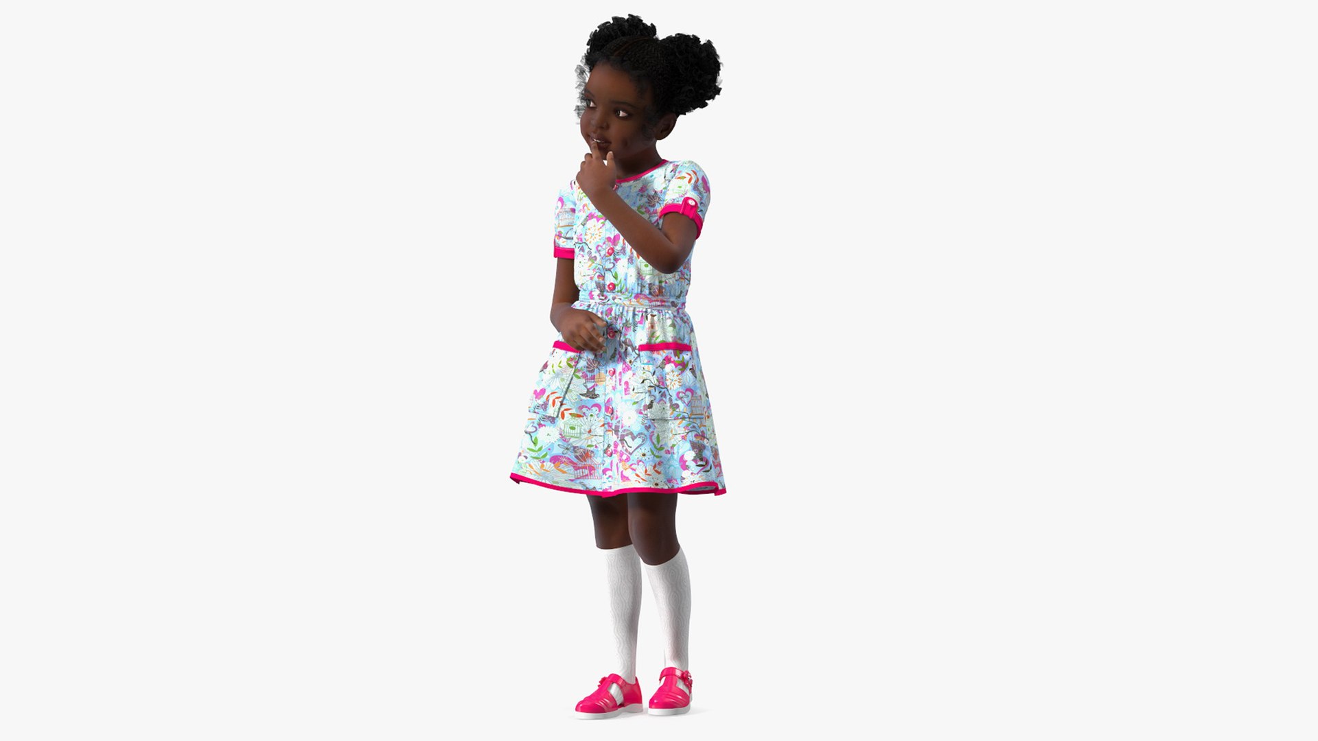 Everyday Style Black Girl Child Rigged for Maya 3D model preview