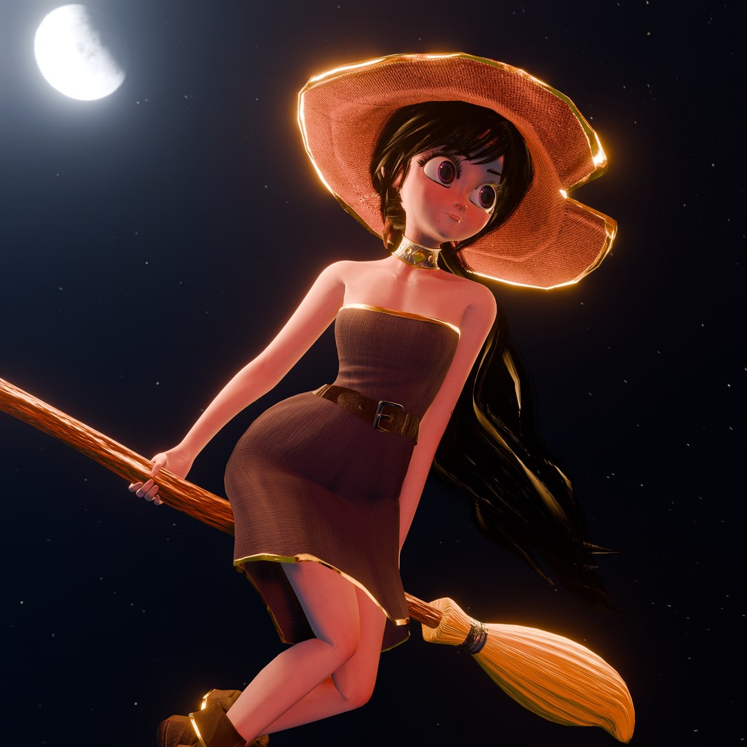 Stylized Cartoon Witch - 3D Model Model - TurboSquid 2299097