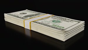 Money Stack 100 Dollars High Quality Low-poly