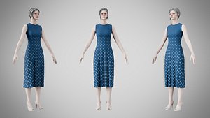 Dress 43 Teal Blue 3D model