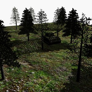 3D Camouflage net with tank model