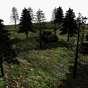 Camouflage net with tank