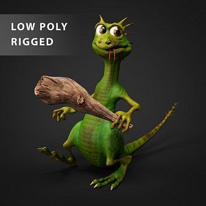 baton lizard rigging character 3D model