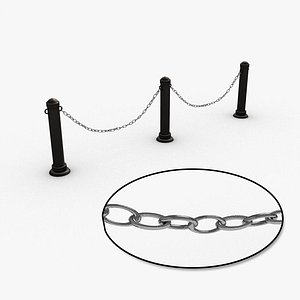 3d model stanchions chains