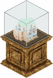 3D glass display box model
