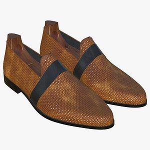 3D model Realistic Leather Weave Shoes