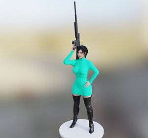 Sexy Asian Spy Woman Sniper Elegance 3D model