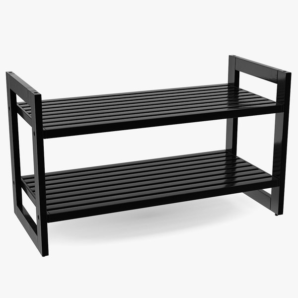 black stackable shoe rack 3D model