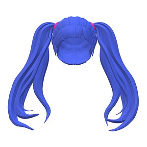 3D Blue pigtails