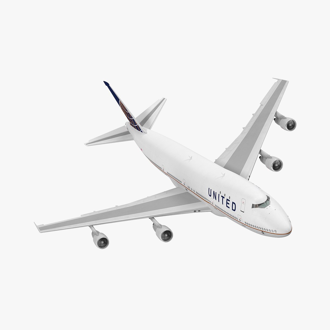 Boeing 747-100B United Rigged 3D model preview