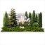 Garden with thuja cypress tree and pampas grass reed grass 1383 3D model