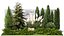 Garden with thuja cypress tree and pampas grass reed grass 1383 3D model