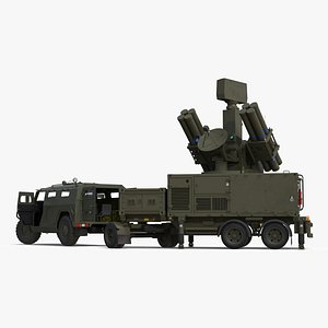 3D Military Truck with Missile System Crotale NG Rigged for Maya