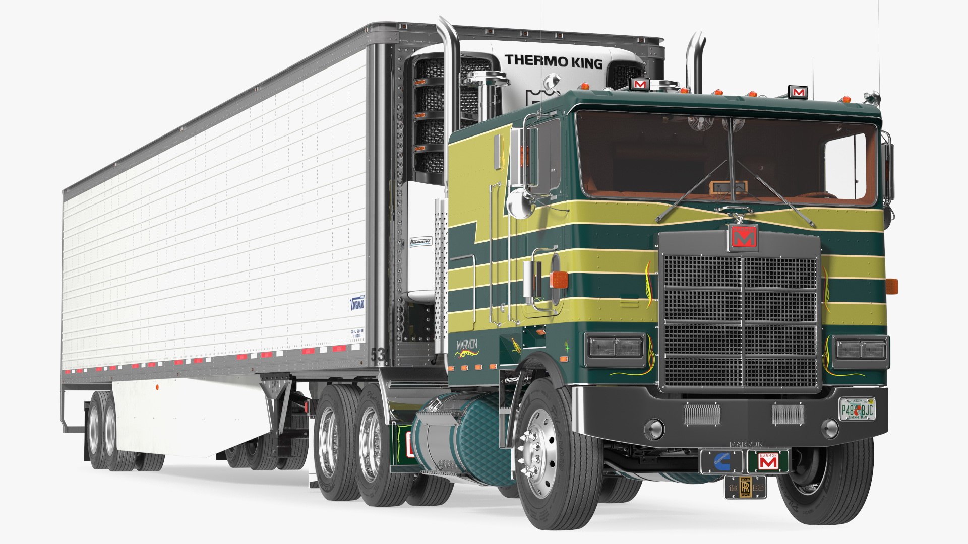 Marmon Truck with Vanguard Reefer Trailer Rigged 3D model preview