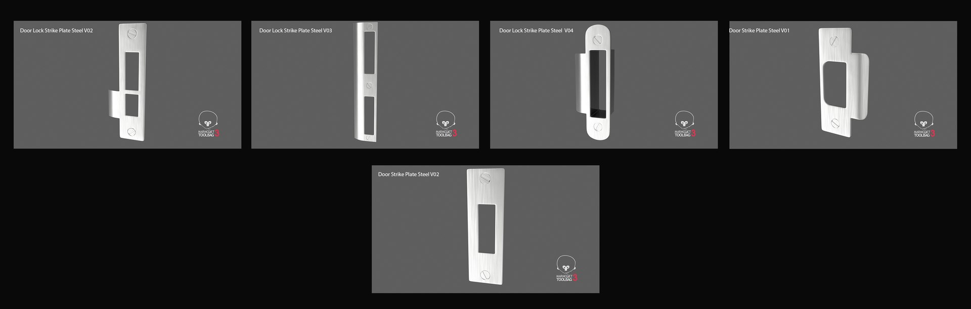 3D model Steel DoorKnob Lock Key Latch Hinge Collection V01 https://p.turbosquid.com/ts-thumb/q6/b9rspc/XD/doorstrikeplatesteel_pbr/jpg/1625163462/1920x1080/fit_q87/e596fb7ffc984e0d179a6da01b4972224feb125e/doorstrikeplatesteel_pbr.jpg