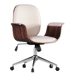 Office Chair White Bent Wood and Faux Leather vidaXL 3D model