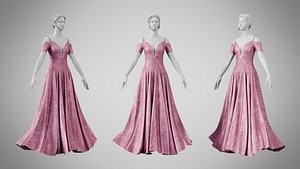 3D Dress 38 Dusty Rose Velvet With Design model