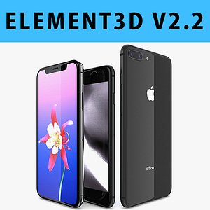 E3D - Apple iPhone 8 + 8 Plus + X Space Gray 3D model