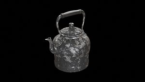 old rusty kettle camping 3D model