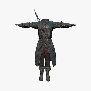 Full Medieval Warrior Fighter Knight Black Outfit model