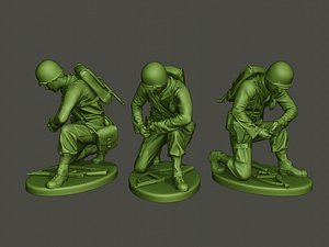 3D american soldier ww2 grenade