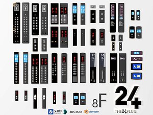 Modern Elevator Control Panel Buttons Lift Display UI Decor 3D model