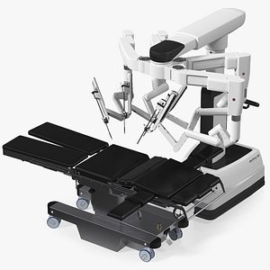 3D Surgical Robotic System da Vinci SI Rigged with Operating Table for Cinema 4D
