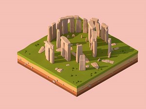 3D cartoon stonehenge landmark