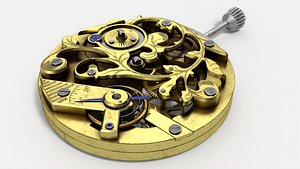Vintage Watch Movement Mechanism Rigged for Cinema 4D