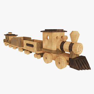 3D Handcrafted Wooden Locomotive Toy Train