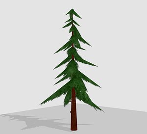 3D model hand-painted coniferous tree