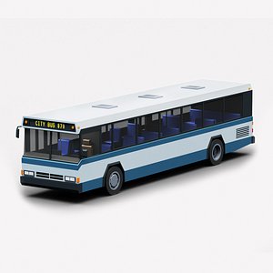 3D Cartoon Stylized City Bus Classic 80s model