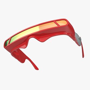 3D Futuristic Mono Lens Sunglasses Red