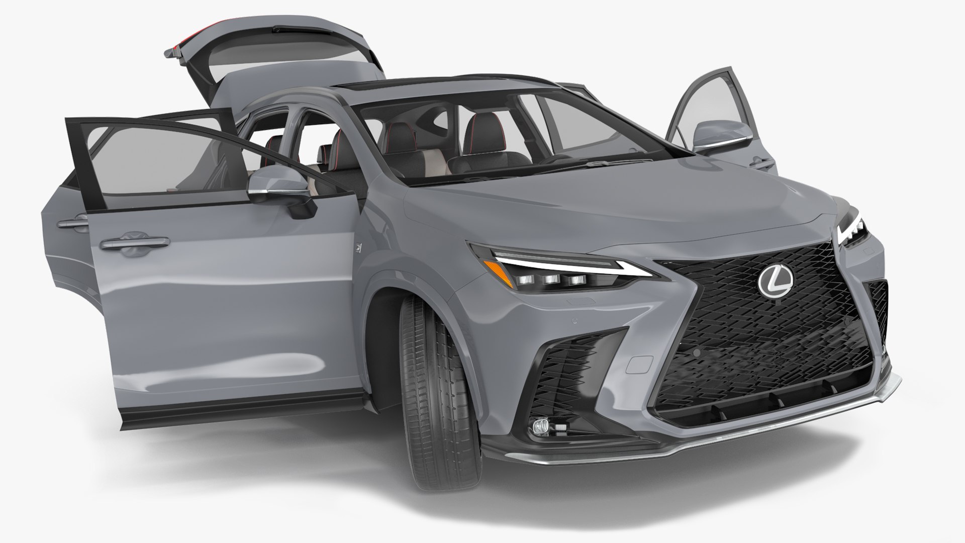 New 2024 Lexus NX Hybrid Grey Simple Interior Rigged 3D model preview