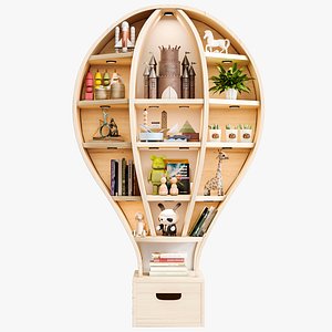 A shelf with toys books and decor for a child room model